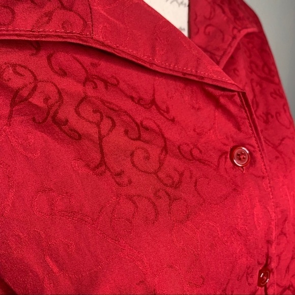 CJ Banks Red Button Down Wrinkle Resistant Shirt - Picture 2 of 5